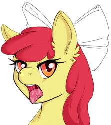 Size: 726x816 | Tagged: suggestive, artist:loki.metal, apple bloom, ahegao, alternate version, drool, drool string, earth pony, esophagus, female, filly, foal, foalcon, g4, imported from derpibooru, mawshot, open mouth, pony, saliva puddle, salivating, simple background, slimy, solo, taste buds, tongue out, transparent background, uvula