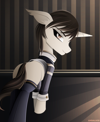 Size: 1852x2257 | Tagged: safe, artist:andaluce, oc, oc:sepher gray, blank flank, butt, clothes, colt, foal, foalcon, imported from derpibooru, lineless, male, oc only, plot, pony, socks, solo, unicorn