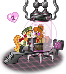 Size: 1676x1888 | Tagged: suggestive, artist:qlop, oc, oc:acorn cap, comic:scoutdrones, bdsm, blushing, bondage, clopfic in description, clothes, commission, duo, earth pony, encasement, female, filly, filly guides, filly on filly, foal, foalcon, g4, heart eyes, imported from derpibooru, latex, latex socks, lesbian, link in description, machine, mask, mind control, open mouth, pony, rubber drone, socks, story included, swirly eyes, tag-a-long, tongue out, wingding eyes