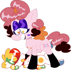 Size: 952x929 | Tagged: suggestive, artist:porbhyrophobia, oc, oc:al kohal, oc:pink nightmare, age difference, alicorn, clothes, covered eyes, cutie mark, duo, eyeshadow, female, foalcon, freckles, heart eyes, heterochromia, imminent foalcon, imminent rape, imminent sex, imported from derpibooru, legwear, lipstick, makeup, male, multicolored hair, oc only, pegasus, pinned, pony, simple background, smiling, stockings, straight, teenager, thigh highs, transparent background, wingding eyes