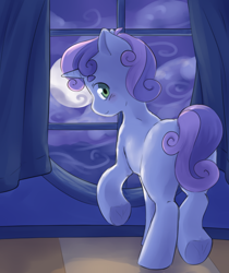 Size: 4055x4836 | Tagged: safe, artist:aquoquoo, sweetie belle, absurd resolution, butt, colt, female to male, foal, foalcon, g4, imported from derpibooru, male, night, plot, pony, rule 63, silver bell, solo, unicorn