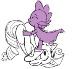 Size: 931x858 | Tagged: suggestive, artist:anonymous, rarity, spike, 69 position, dragon, duo, duo male and female, female, foalcon, g4, implied oral, imported from derpibooru, male, mare, pony, ship:sparity, shipping, sketch, straight, unicorn