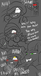 Size: 1400x2602 | Tagged: suggestive, artist:kingkrail, oc, oc:honey spire, oc:vanilla melt, age difference, ahegao, assisted preening, big dom small sub, body pillow, breath, comic, earth pony, eyes rolling back, female, filly, foal, foalcon, glowing eyes meme, grooming, imported from derpibooru, male, oc only, open mouth, pegasus, pony, preening, stallion, stallion on filly, straight, swearing, tongue out, vulgar