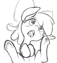 Size: 492x538 | Tagged: suggestive, artist:vulapa, apple bloom, earth pony, esophagus, foalcon, g4, heart eyes, implied foalcon, imported from derpibooru, open mouth, pony, sketch, solo, wingding eyes