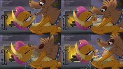 Size: 16000x9000 | Tagged: suggestive, artist:metalhead97, absurd resolution, all fours, bedroom eyes, bestiality, collar, comic, commission, dog, dragon, drool, drool string, eyes closed, face licking, female, femsub, fireplace, foalcon, french kiss, g4, imported from derpibooru, indoors, interspecies, kiss on the lips, kissing, licking, lidded eyes, looking at each other, making out, messy, multiple heads, night, open mouth, orthros, salivating, show accurate, sloppy kissing, smolder, smolthros, submissive, tongue out, tongue play, two heads