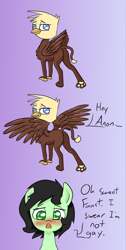 Size: 711x1414 | Tagged: suggestive, artist:happy harvey, oc, oc:filly anon, anus, anus peek, balls, bedroom eyes, blushing, butt, colored pupils, comic, dialogue, earth pony, female, filly, foal, foalcon, griffon, imported from derpibooru, male, not gay, nudity, oc only, phone drawing, plot, pony, spread wings, straight, sweat, wings