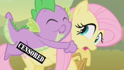 Size: 1920x1080 | Tagged: suggestive, fluttershy, spike, age difference, basket, censor bar, censored, dragon, dragons riding ponies, duo, edit, edited screencap, feeling pinkie keen, female, foalcon, g4, happy, implied foalcon, imported from derpibooru, intrusive butt boop, male, mare, my little pony: friendship is magic, out of context, pegasus, pony, riding, riding a pony, screencap, season 1, sex, ship:flutterspike, shipping, spike riding fluttershy, straight, surprise buttsex, surprise sex, unnecessary censorship, wingless spike