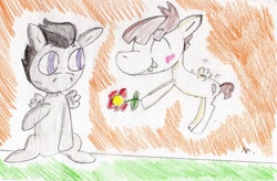 Size: 1761x1152 | Tagged: safe, artist:ptitemouette, colt, colt on colt, featherweight, flower, foal, foalcon, g4, gay, imported from derpibooru, male, pony, rumble, rumbleweight, shipping