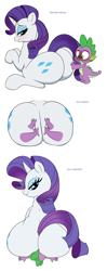 Size: 1400x3528 | Tagged: suggestive, artist:digitaldomain123, rarity, spike, 2 handfuls of dat ass, age difference, both cutie marks, butt, comic, dragon, duo, duo male and female, edit, facesitting, facesitting on spike, female, foalcon, g4, imported from derpibooru, large butt, male, plot, pony, rearity, ship:sparity, shipping, squishy, straight, the ass was fat