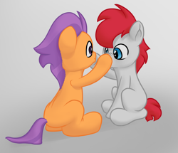 Size: 1140x981 | Tagged: safe, artist:foal, boop, colt, colt on colt, duo, foal, foal romance, foalcon, g4, gay, imported from derpibooru, male, mutual booping, pony, pony on pony action, ship:tendertracks, shipping, tender taps, train tracks (g4)