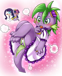 Size: 1500x1828 | Tagged: suggestive, artist:vavacung, rarity, spike, twilight sparkle, alicorn, ass, barb, blood, blushing, butt, clothes, dragon, embarrassed, foalcon, frilly underwear, g4, imported from derpibooru, panties, pony, rule 63, underwear, white underwear