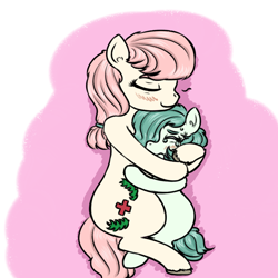 Size: 1000x1000 | Tagged: suggestive, artist:ficficponyfic, oc, oc:emerald jewel, oc:hope blossoms, afterglow, aftersex, blushing, color edit, colored, colt, colt quest, crying, cyoa, earth pony, edit, female, foal, foalcon, hug, imported from derpibooru, male, mare, oc only, pony, sweat
