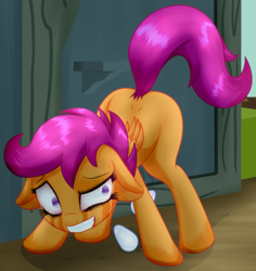 Size: 3500x3700 | Tagged: suggestive, artist:an-m, scootaloo, amniotic fluid, crying, egg, egg laying, female, floppy ears, foalcon, g4, high res, imported from derpibooru, oviposition, pegasus, pony, solo, solo female