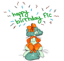 Size: 1500x1434 | Tagged: suggestive, artist:hipsanon, oc, oc:emerald jewel, adorable face, adorasexy, bow, colt, colt quest, cute, earth pony, femboy, foal, foalcon, gift art, hair bow, happy birthday, hnnng, imported from derpibooru, male, oc only, pony, ribbon, sexy, solo, solo male, sultry pose, trap, weapons-grade cute