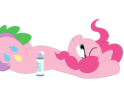 Size: 3200x2400 | Tagged: suggestive, artist:pshyzomancer, pinkie pie, spike, fanfic:spike gets all the mares, age difference, armpits, cunnilingus, dragon, duo, duo male and female, earth pony, fanfic art, female, foalcon, food, g4, high res, implied foodplay, imported from derpibooru, interspecies, male, on back, oral, pony, sex, ship:pinkiespike, shipping, simple background, softcore, straight, transparent background, whipped cream