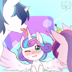Size: 1280x1280 | Tagged: suggestive, artist:cold-blooded-twilight, princess flurry heart, shining armor, assisted preening, baby, baby flurry heart, baby pony, babycon, blushing, drool, female, filly, foal, foalcon, g4, grooming, heart eyes, horn, horn licking, hornjob, imported from derpibooru, incest, lesbian, licking, male, mare, mare on filly, on back, one eye closed, open mouth, panting, pony, preening, princess cadance, ship:flurryarmor, ship:flurryarmordance, ship:flurrydance, ship:shiningcadance, shipping, shivering, spread wings, stallion, stallion on filly, straight, tickling, tongue out, wingboner, wingding eyes, wings, wink