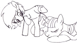 Size: 900x511 | Tagged: suggestive, artist:traditionaldrawfaglvl1, twilight sparkle, oc, oc:filly anon, /mlp/, earth pony, female, filly, foal, foalcon, g4, implied horn penetration, imported from derpibooru, molestation, monochrome, pony, sleeping, somnophilia, this will end in pain