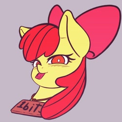 Size: 500x500 | Tagged: suggestive, artist:kaikoinu, apple bloom, condom, condom in mouth, female, foalcon, g4, imported from derpibooru, mouth hold, prostitution, solo, solo female