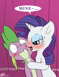 Size: 1024x1325 | Tagged: suggestive, artist:loreto-arts, rarity, spike, blushing, dragon, drool, duo, duo male and female, female, foalcon, g4, imported from derpibooru, licking, male, pony, ship:sparity, shipping, straight, straight shota, tongue out, unicorn