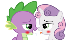 Size: 1023x568 | Tagged: suggestive, artist:rozyfly10, spike, sweetie belle, dragon, drool, drool string, duo, female, filly, foal, foalcon, g4, imported from derpibooru, interspecies, kissing, male, pony, ship:spikebelle, shipping, straight, unicorn