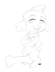 Size: 544x709 | Tagged: suggestive, artist:mew, spike, bone, dog, equestria girls, foalcon, g4, imported from derpibooru, literal boner, male, monochrome, not a penis, pun, solo, spike the dog