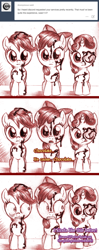 Size: 600x1509 | Tagged: suggestive, artist:jaxonian, apple bloom, scootaloo, sweetie belle, alternative semen, ask fapplebloom, blushing, chocolate, chocolate semen, comic, cum, cutie mark crusaders, deadpan expression, earth pony, female, filly, foal, foalcon, g4, horn, imported from derpibooru, innuendo, pony, tongue out, traditional art, tumblr, unicorn