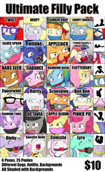 Size: 1125x1838 | Tagged: suggestive, artist:ryuseihikari, apple bloom, applejack, babs seed, diamond tiara, fluttershy, pinkie pie, princess celestia, princess luna, rainbow dash, rarity, scootaloo, silver spoon, sweetie belle, twilight sparkle, advertisement, anthro, ballgag, bit gag, blinders, blushing, bon bon, bondage, chirpy hooves, collar, crying, cutie mark crusaders, derpy hooves, dinky hooves, earth pony, female, foalcon, g4, gag, glasses, imported from derpibooru, mane six, moondancer, octavia melody, princess cadance, ropes, sweetie drops, tag-a-long, tape, tape gag, twist, zippoorwhill