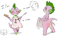 Size: 1280x731 | Tagged: suggestive, artist:cold-blooded-twilight, spike, apron, ass, blushing, butt, clothes, dragon, dragonbutt, foalcon, g4, girly, imported from derpibooru, looking at you, looking back, naked apron, sissy, stupid sexy spike