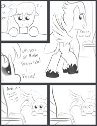 Size: 2550x3300 | Tagged: suggestive, artist:cosmonaut, comic:chasing the scent, balls, cloudchaser, comic, derpibooru exclusive, female, foalcon, g4, high res, imported from derpibooru, male, monochrome, musk, nudity, older, pegasus, pony, preening, prone, rumble, ship:rumblechaser, shipping, straight, underhoof, unshorn fetlocks, wings