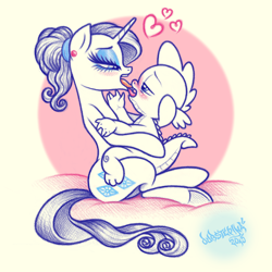 Size: 1184x1184 | Tagged: suggestive, artist:dubstepina, rarity, spike, age difference, blushing, dragon, duo, duo male and female, female, foalcon, french kiss, g4, imported from derpibooru, interspecies, kissing, male, pony, ship:sparity, shipping, spikelove, straight, straight shota, tongue out, tongue to tongue, unicorn