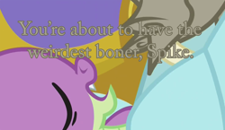 Size: 1000x578 | Tagged: suggestive, spike, caption, cropped, discord, draconequus, dragon, duo, duo male, edit, edited screencap, foalcon, g4, gay, i have the weirdest boner, implied erection, implied foalcon, imported from derpibooru, make new friends but keep discord, male, meme, my little pony: friendship is magic, screencap, season 5, ship:dispike, shipping, text, this will end in jail time, wingless spike