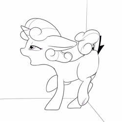 Size: 3400x3400 | Tagged: suggestive, artist:vulapa, sweetie belle, blank flank, female, filly, foal, foalcon, g4, glory hole, high res, implied sex, imported from derpibooru, lineart, moaning, moaning in pleasure, monochrome, pony, public use, softcore, solo, solo female, unicorn