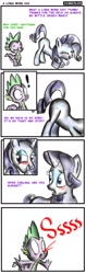 Size: 744x2368 | Tagged: suggestive, artist:lennonblack, rarity, spike, blood, blushing, butt blush, comic, dragon, dragon x pony, duo, duo male and female, female, foalcon, g4, imported from derpibooru, interspecies, male, nosebleed, pony, ship:sparity, shipping, straight, unicorn
