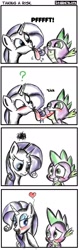 Size: 744x2368 | Tagged: suggestive, artist:lennonblack, rarity, spike, age difference, blushing, comic, dragon, duo, duo male and female, female, foalcon, french kiss, g4, heart, imported from derpibooru, kissing, licking, male, onomatopoeia, pony, raspberry, raspberry noise, ship:sparity, shipping, sloppy kissing, straight, tongue out, unicorn, wingless spike
