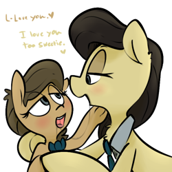Size: 600x600 | Tagged: suggestive, artist:whydomenhavenipples, oc, blushing, dialogue, drool, drool string, female, filly, foal, foalcon, imported from derpibooru, incest, kissing, lesbian, looking at each other, mare, mare on filly, mother and child, mother and daughter, necktie, oc only, pony, sloppy kissing