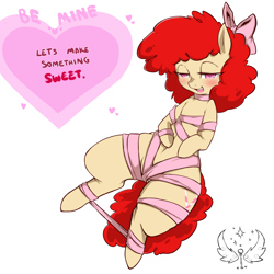 Size: 1280x1280 | Tagged: suggestive, artist:cold-blooded-twilight, art pack, bondage, female, femsub, filly, foal, foalcon, g4, gift wrapped, imported from derpibooru, mouth hold, ribbon, rose, solo, solo female, submissive, twist, twistsub, valentine