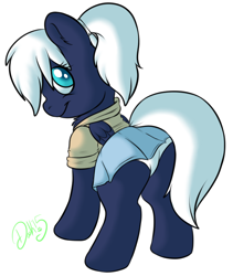Size: 780x922 | Tagged: suggestive, artist:lildooks, oc, oc:starshadow, clothes, commission, foalcon, imported from derpibooru, looking at you, oc only, panties, simple background, skirt, smirk, underwear, upskirt, white background, white underwear