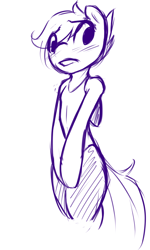 Size: 1152x1920 | Tagged: suggestive, artist:florecentmoo, scootaloo, female, foalcon, g4, imported from derpibooru, leotard, monochrome, semi-anthro, sketch, solo