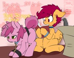 Size: 1125x875 | Tagged: suggestive, artist:serendipity-kitty, scootaloo, blushing, bondage, book, censored, collar, dildo, duo, female, females only, foalcon, g4, imported from derpibooru, lesboloo, pegasus, pony, ruby pinch, sex toy, tail holder, unicorn
