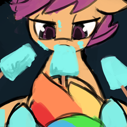 Size: 500x500 | Tagged: suggestive, artist:lumineko, rainbow dash, scootaloo, female, foalcon, food, foodplay, g4, ice cream, imported from derpibooru, lesbian, mare on filly, popsicle, sea salt ice cream, ship:scootadash, shipping