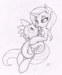 Size: 497x600 | Tagged: suggestive, artist:dfectivedvice, spike, age difference, bedroom eyes, commission, cuddling, dragon, dragon x pony, drool, duo, duo male and female, eye contact, female, fluffy, foalcon, g4, grayscale, hug, imported from derpibooru, interspecies, kissing, licking, male, mare, monochrome, open mouth, pony, ship:spixie, shipping, sketch, sloppy kissing, smiling, snuggling, straight, straight shota, tongue out, trixie, unicorn, wingless spike