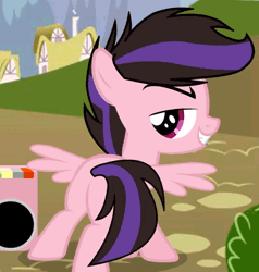 Size: 660x692 | Tagged: safe, artist:jakeneutron, oc, oc:stormi minaj, animated, butt, butt shake, colt, cropped, dancing, edit, flank spin, foal, foalcon, g4, imported from derpibooru, looking at you, male, oc only, pegasus, pegasus oc, plot, pony, show accurate, smiling, solo, suggestive source, tail twirl, twerking, vulgar source, youtube link