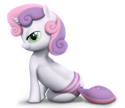 Size: 1008x871 | Tagged: suggestive, artist:dontworryaboutitkid, sweetie belle, bedroom eyes, clothes, female, filly, foal, foalcon, g4, imported from derpibooru, looking at you, panties, pony, realistic, solo, solo female, striped panties, striped underwear, underwear, unicorn