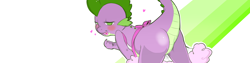 Size: 2000x500 | Tagged: suggestive, artist:cold-blooded-twilight, spike, apron, ass, blushing, butt, clothes, dragon, dragonbutt, foalcon, g4, imported from derpibooru, male, naked apron, solo, solo male, sultry pose, the ass was fat