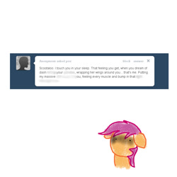 Size: 800x800 | Tagged: suggestive, scootaloo, ask, female, filly, foal, foalcon, g4, imported from derpibooru, pegasus, pony, solo, tumblr