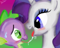 Size: 1280x1024 | Tagged: suggestive, artist:steven77769, rarity, spike, after kiss, age difference, dragon, drool, drool string, duo, duo male and female, female, foalcon, g4, imported from derpibooru, kissing, male, mare, pony, ship:sparity, shipping, sloppy kissing, straight, unicorn