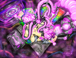 Size: 3326x2546 | Tagged: explicit, artist:qlop, oc, oc:mercury shine, oc:ravebounce, anal beads, anatomically correct, antenna, aphrodisiac, barcode, bdsm, bliss, blushing, bodysuit, bondage, box, brainwashed, brainwashing, buttplug, cable, cables, captured, chains, clitoris, clopfic in description, clothes, commission, complex background, cuffs, cute, dazed, dildo, duo, duo female, earth pony, earth pony oc, ecstasy, electricity, encasement, female, female orgasm, femsub, filly, filly on filly, flower, flower in hair, foal, foalcon, full face mask, gas, gas mask, heart, high res, horn, hypno eyes, hypnogear, hypnotic, hypnotic gas, imported from derpibooru, indoors, insertion, kaa eyes, latex, lesbian, machine, magic suppression, mask, mercury shine actually having a pretty good time, metal, mind break, mind control, multiple variants, newspaper, nudity, oc only, open mouth, orgasm, paddle, penetration, pony, respirator, rubber, screen, screwdriver, screws, sex, sex toy, shiny, simultaneous orgasm, spiral, spirals, story included, submissive, syringe, tank (container), tech control, trapped, tube, unicorn, unicorn oc, vaginal, vaginal insertion, visor, vulva, wrench, young