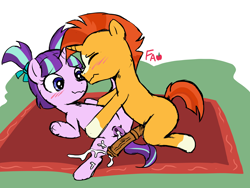 Size: 2000x1500 | Tagged: explicit, artist:fawxs, starlight glimmer, blushing, clitoris, colt, colt on filly, cum, cum on penis, cum on vulva, dark genitals, duo, female, filly, foal, foalcon, g4, genitals, horn, horsecock, imported from derpibooru, lying down, male, medial ring, nudity, on back, penis, pony, ship:starburst, shipping, spread legs, spreading, straight, sunburst, tail, unicorn, vulva, younger