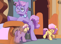 Size: 3150x2250 | Tagged: explicit, artist:6i6as, oc, oc:bissy boo, oc:bubblepop heart, oc:hypnos heart, age difference, anus, backsack, balls, blowjob, caught, colt, creampie, cum, cum in mouth, femboy, femboy on male, foal, foalcon, gay, genitals, imported from derpibooru, indoors, male, nudity, oral, oral creampie, penis, ponut, pony, sex, size difference, stallion, stallion on colt, sugarcube corner, underhoof