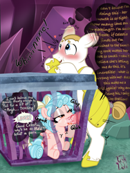 Size: 1620x2160 | Tagged: explicit, artist:inkdoll, oc, oc:barrel nut, age difference, armor, blowjob, blue mane, blushing, cage, caged, canon x oc, cozy glow, dialogue, ear flick, earth pony, earth pony oc, female, filly, foal, foalcon, g4, genitals, hair ribbon, heart, imported from derpibooru, male, masturbation, nudity, onomatopoeia, oral, orientation play, pegasus, penis, pony, ribbon, royal guard, sex, shaved head, shaved mane, ship:cozynut, shipping, speech bubble, spread wings, stallion, stallion on filly, straight, tartarus, this will end in jail time, thought bubble, vaginal secretions, wingboner, wings